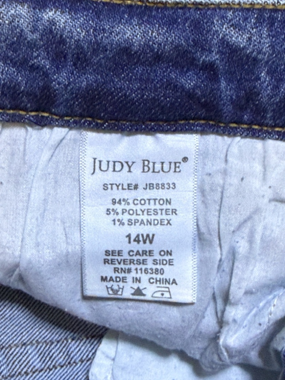 Judy Blue Jeans Relaxed Fit Distressed Jeans Stretchy Blue Denim Casual Size 14W - Picture 4 of 7